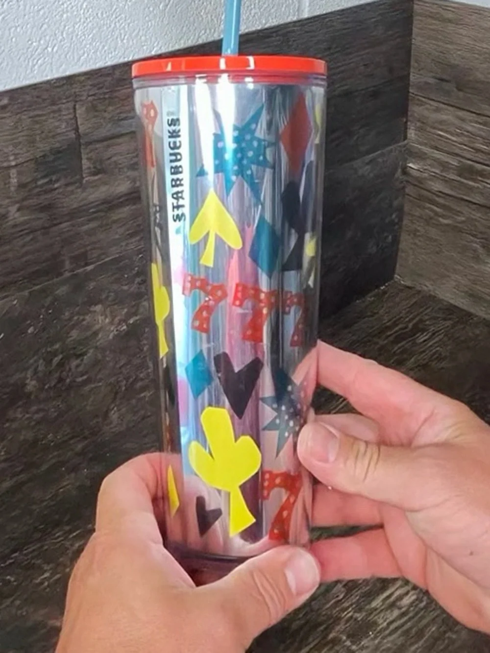 Starbucks Las Vegas Neon Multi-Color Tumbler with Red Lid
